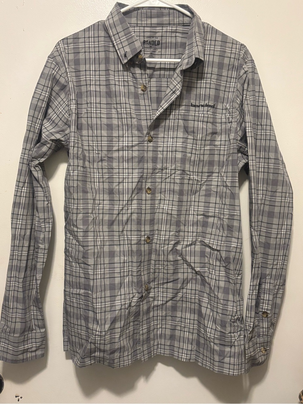 Men's Gray Plaid Button-Down Shirt - Casual Long Sleeve